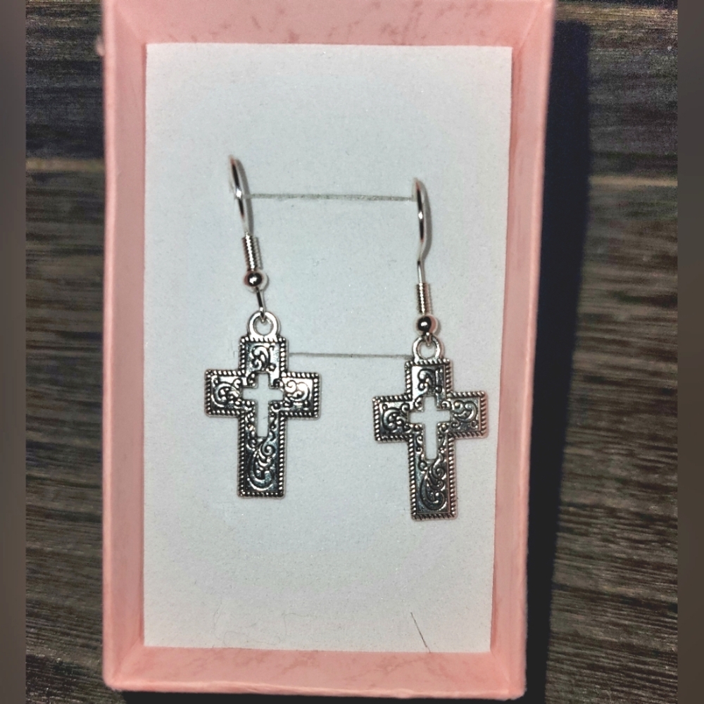 Silver Cross Earrings